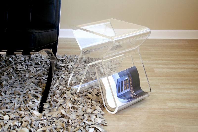 Baxton Studio Dolly Clear Acrylic Side Table with Magazine Rack